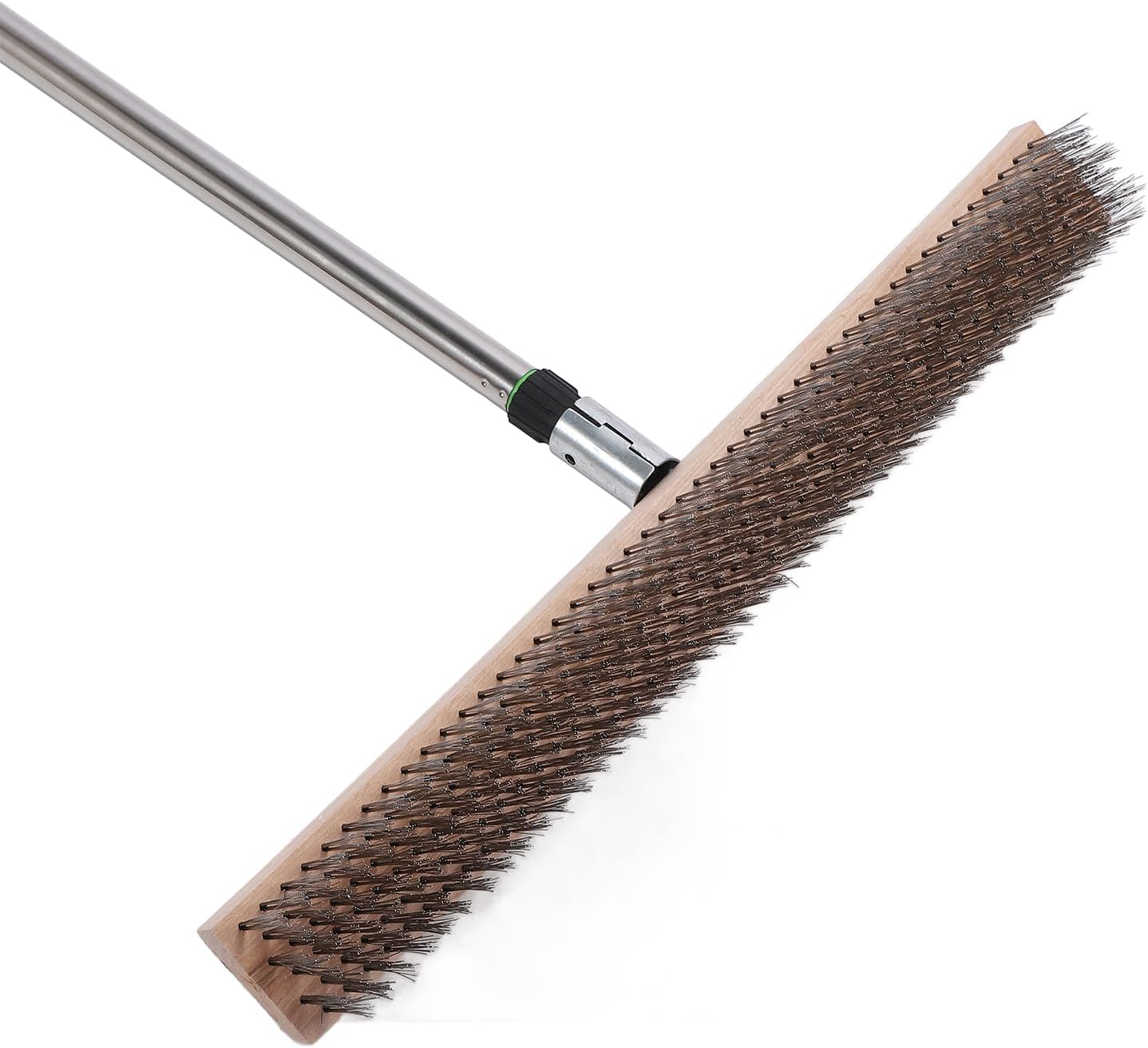 Steel Wire Deck Brush, Concrete Floor Scrubber with Long Adjustable Handle, 50cm Wide Stiff Broom - Durable Cleaning Power, Ergonomic Angled Head, Ideal for Moss and Grou