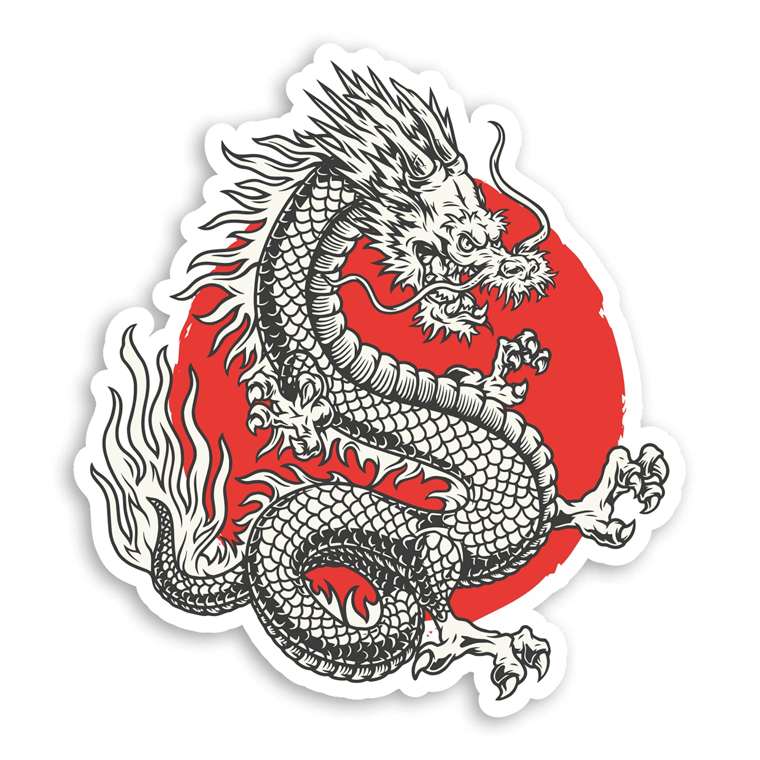 Dv Design Multi 2 X 10Cm Tall Chinese Dragon Vinyl Stickers - China Tattoo Oriental Sticker #70037