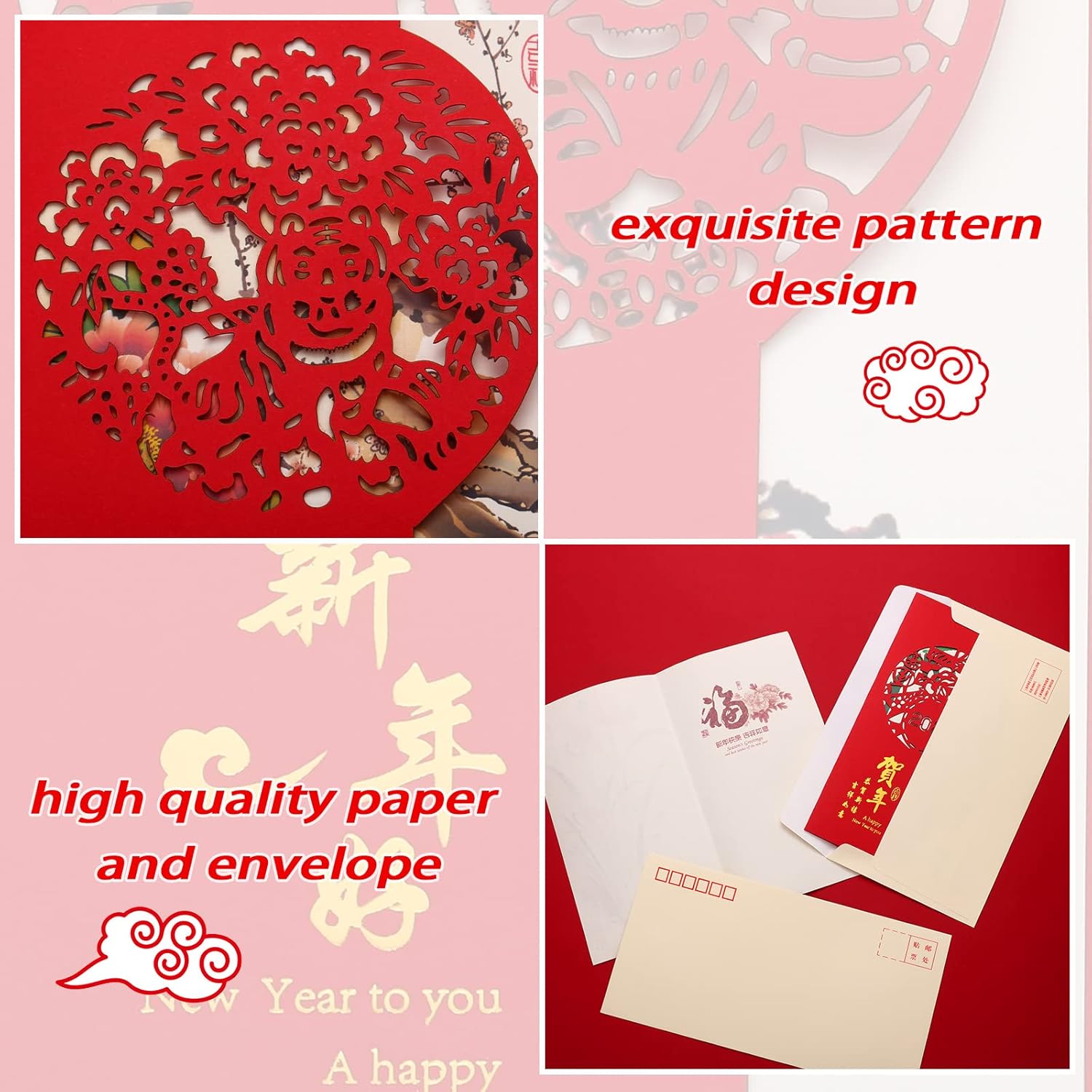 4 Sets Chinese New Year cards with Envelopes For Year of Tiger 2022, Funny Greeting Cards 2022 Tiger Red Envelopes Good Luck Cards for Spring Festival Lunar New Year Chinese new year 2022 cards (Stylish Style) : Office Products