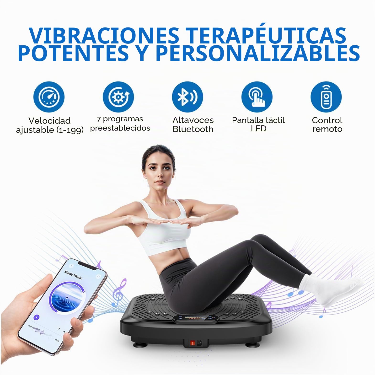 Máquina de Ejercicio de Placa de vibración, Entrenamiento de Cuerpo Entero, Plataforma de vibración para Drenaje linfático, pérdida de Peso y Modelado