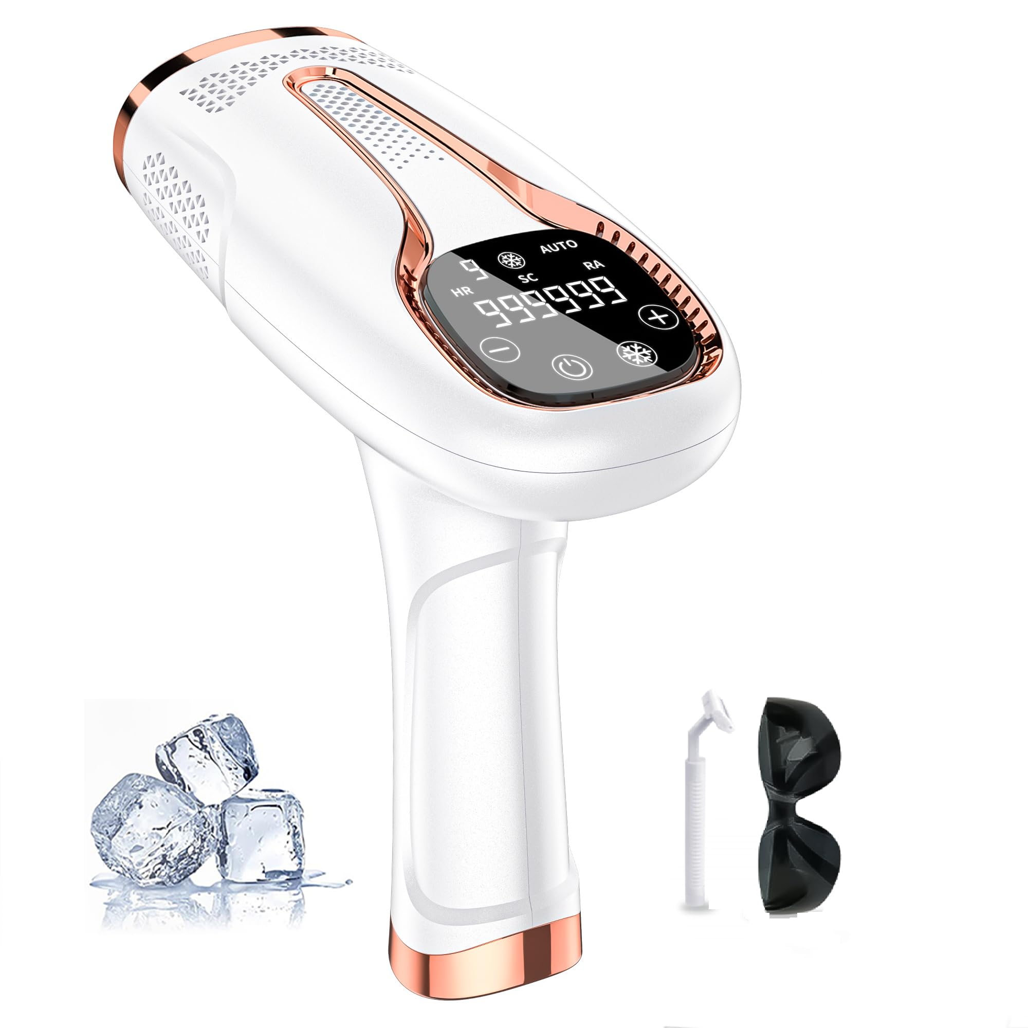 Epilatore a Luce Pulsata IPL 3-in-1, 999 999 flash, raffreddamento, 9 livelli, epilazione definitiva viso corpo ascelle zona bikini, donna & uomo, grande schermo LCD, epilatore laser epilatore lazer