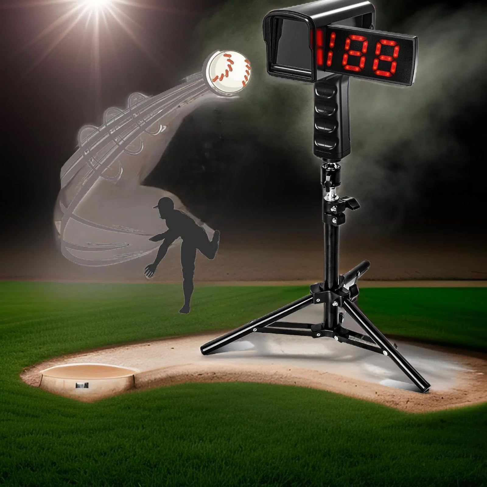 Playaput Speed Ball Radar – Geschwindigkeitsmesser für Bälle 5–199 km/h – Fußball, Tennis, Baseball – Handheld & Stativ – LED & LCD Anzeige