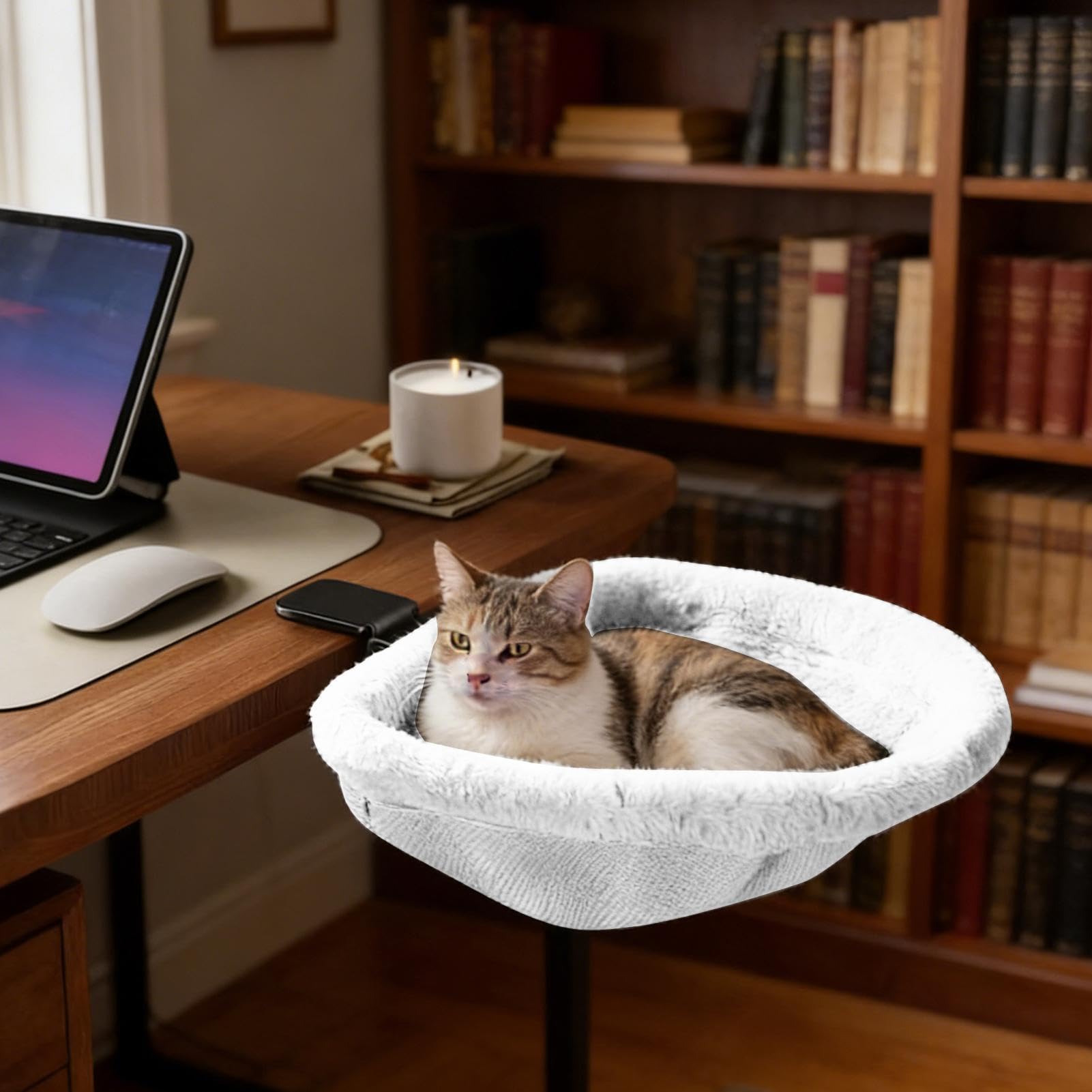 Schreibtischbett für Katzen, Hängematte für Katzen | mit Schreibtischzubehör, 44 x 23,5 x 8,5 cm, faltbar, platzsparend, Hängematte für Kätzchen, kleine Rasse