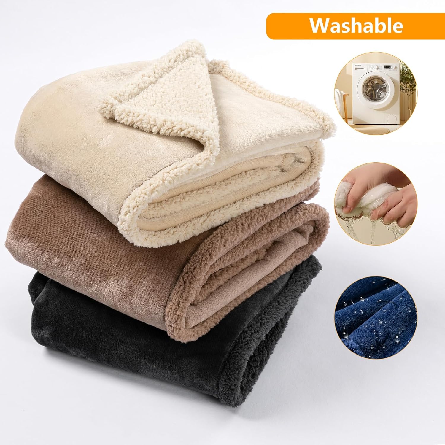 Blue Dog Blanket for 85x85in Big Bed Cover Waterproof Dark Pets Blankets Reversible for Puppy Doggie Sherpa Fleece Blankets Leakproof Sofa Couch Washable Covers Cat Pet Blanket for Warm-Navy Blue,XXL