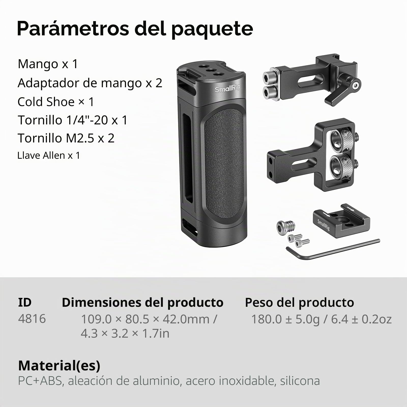SMALLRIG Mini cámara lateral con OTAN y tornillos 1/4"-20, para manos izquierda y derecha, con agujeros de rosca y correas