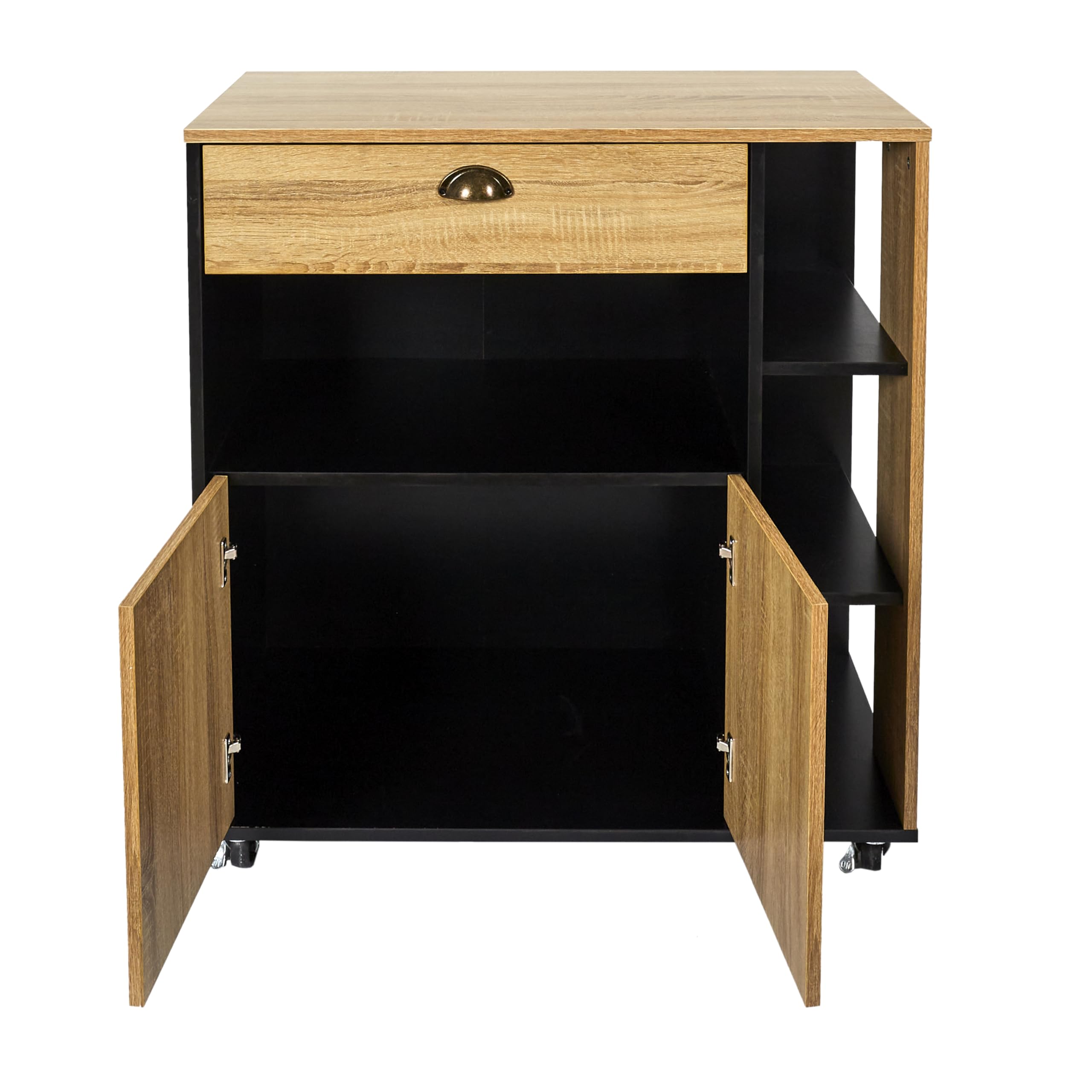 HOME DECO FACTORY Seifenspender Keramik Soft-Touch Schwarz | Küchenwagen, Holz, Mehrzweckaufbewahrung, auf Rollen, für Küche und Esszimmer, großes Modell, schwarz