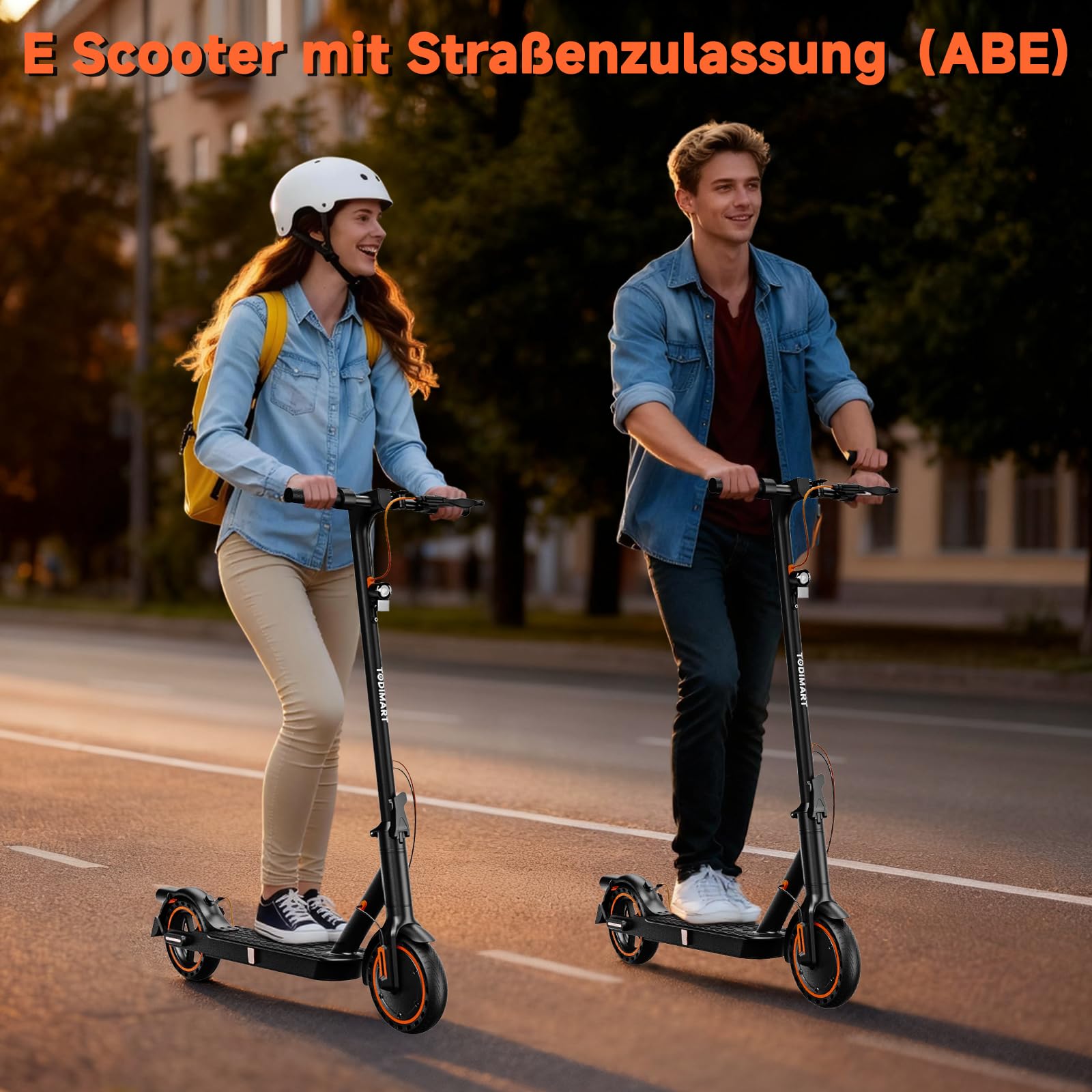 TODIMART E-Scooter mit Straßenzulassung, 500W Motor, klappbar | Klappbares Design App-Steuerung 20 km/h Höchstgeschwindigkeit 8,5-Zoll-Vollgummireifen Tempomat