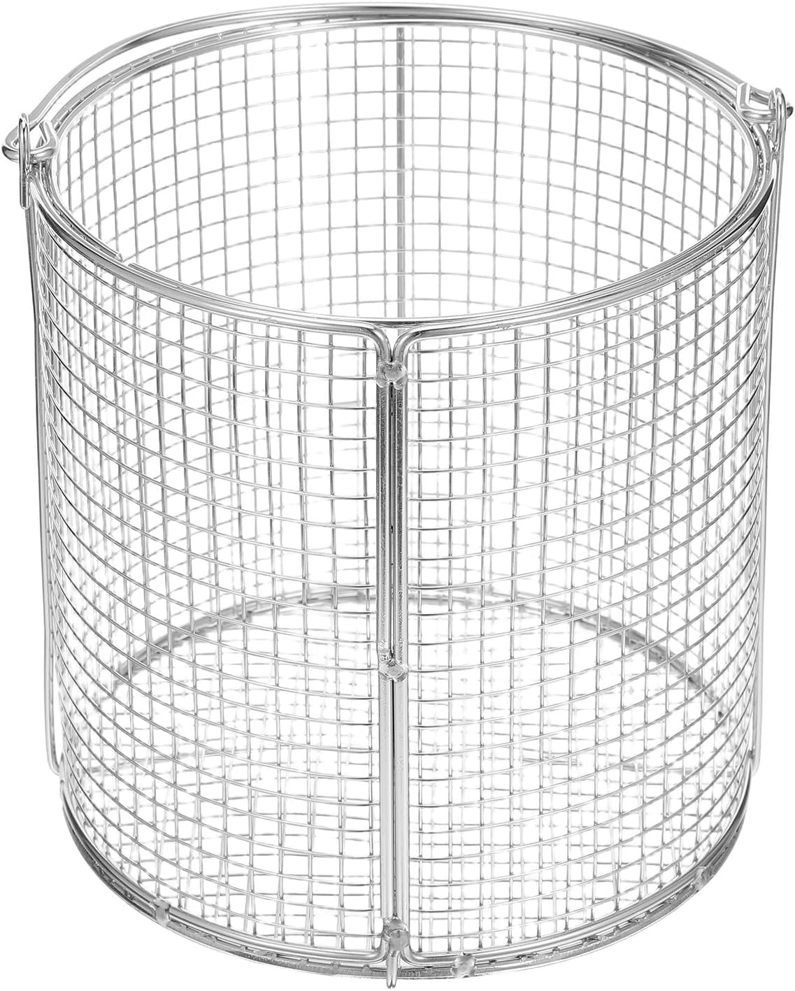 Kichvoe Stainless Steel Parts Cleaning Basket Dip-and-Drain Ultrasonic Cleaning Basket with Swinging Handle 5.90 in Round Design for Industrial Parts Washing and Laboratory Use