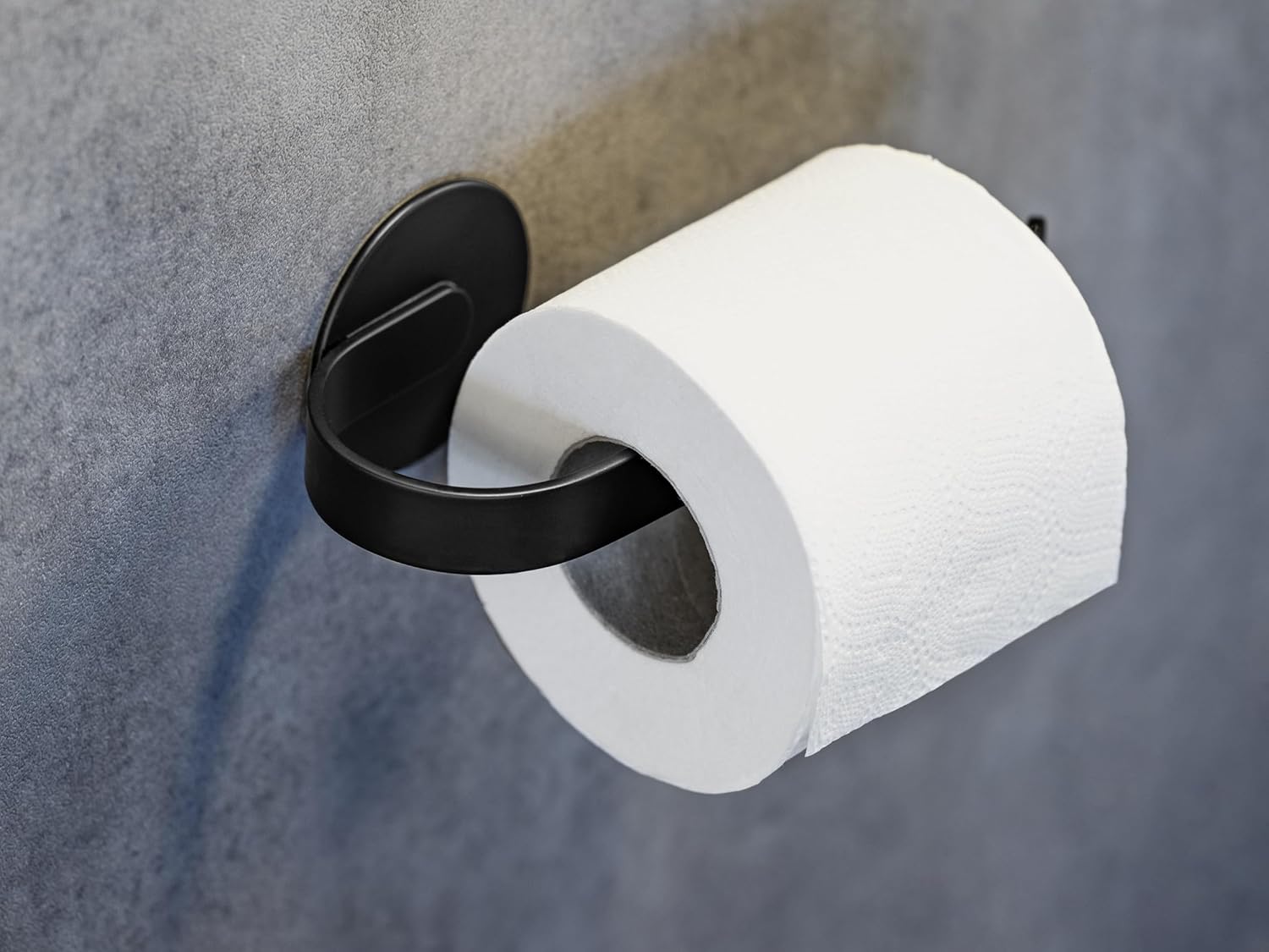 WENKO Turbo-Loc® Bivio Black Matt Toilet Roll Holder, Aluminium Wall Holder, Toilet Paper Storage, No Drilling Required, Black