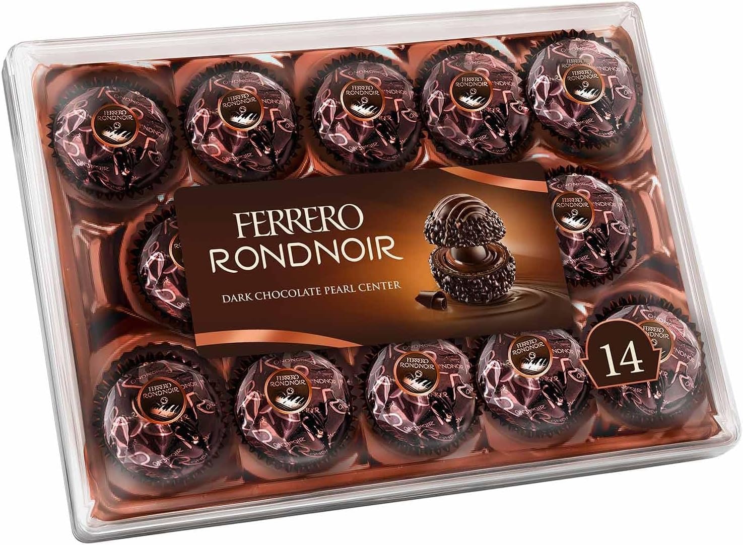 Ferrero Rondnoir Gourmet Almond Cocoa Cream Wafer Dark Chocolates Individually Wrapped 14 Pieces Gift Pack 4.68oz 138g