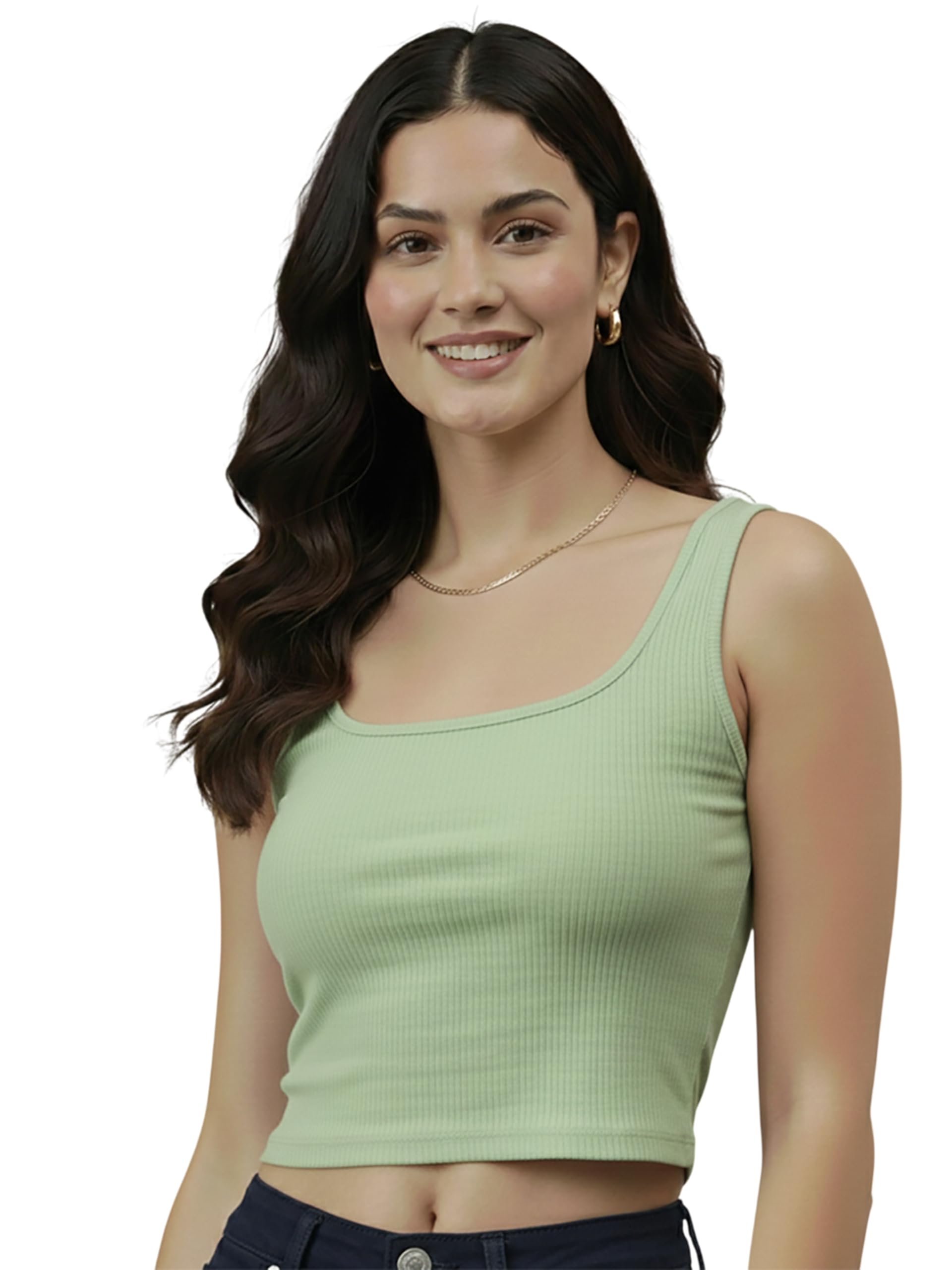unicus apparel Soft Cotton Premium Comfort Ribbed Square Neck Crop Tank Top for Women | Sleeveless | Slim Fit |Crop Tops for Women | Women's Top | Ideal for Daily & Casual Wear-picture-16