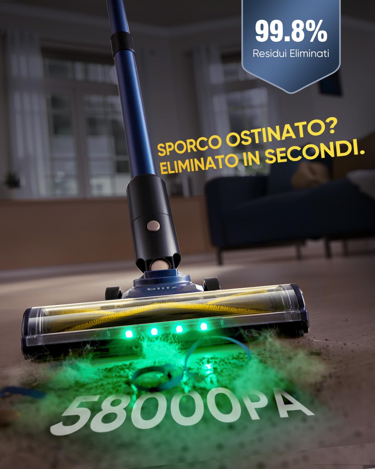 Vexilar V12 Aspirapolvere Senza Fili Potente,58000Pa/ 50Min Aspirapolvere Lavapavimenti Scopa Elettrica Senza Fili Antigroviglio,Ultraleggero,Aspirapolvere Senza Sacco per Pavimenti/Tappeti/Peli