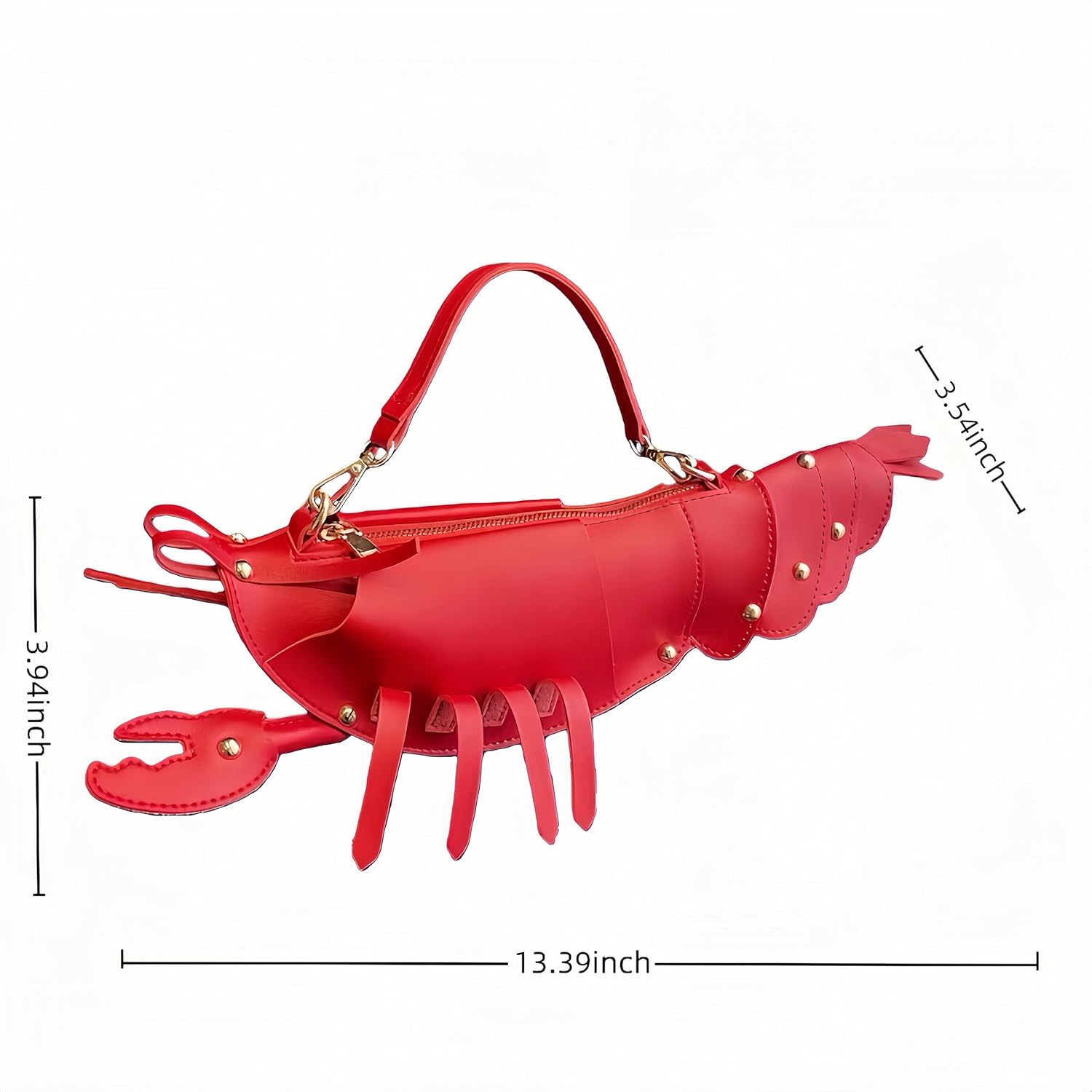 Lobster Shaped Crossbody Bag,Fun Unique Rivets Lobster Design Shoulder,PU,Stylish Handbag Purse for Women Girls