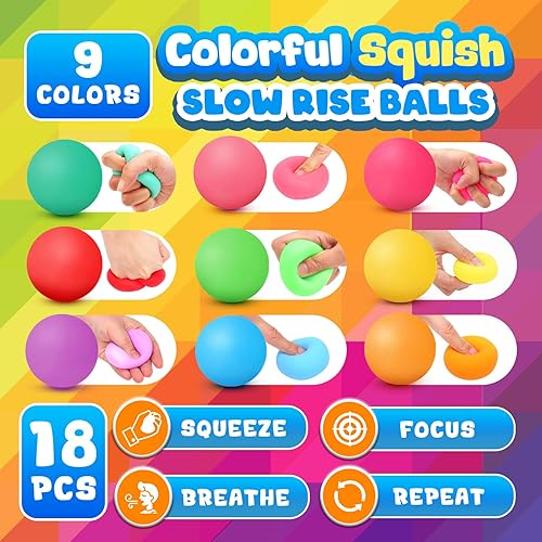 Miniatura 4 de Pelotas estrujables para el estrés paquete de 18 mini bolas antiestrés para niños y adultos, herramientas de TDAH, juguetes sensoriales, juguetes de