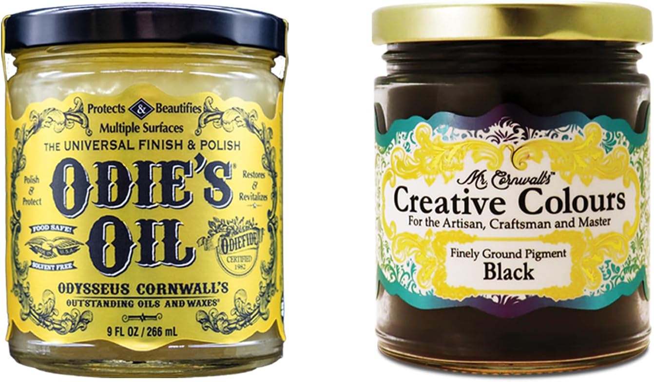 Odie's Oil & Walnut Creative Colour Pigment (9 oz) 2 in 1 - Universal Finish and Stain Kit - Protect, Colour, Beautify