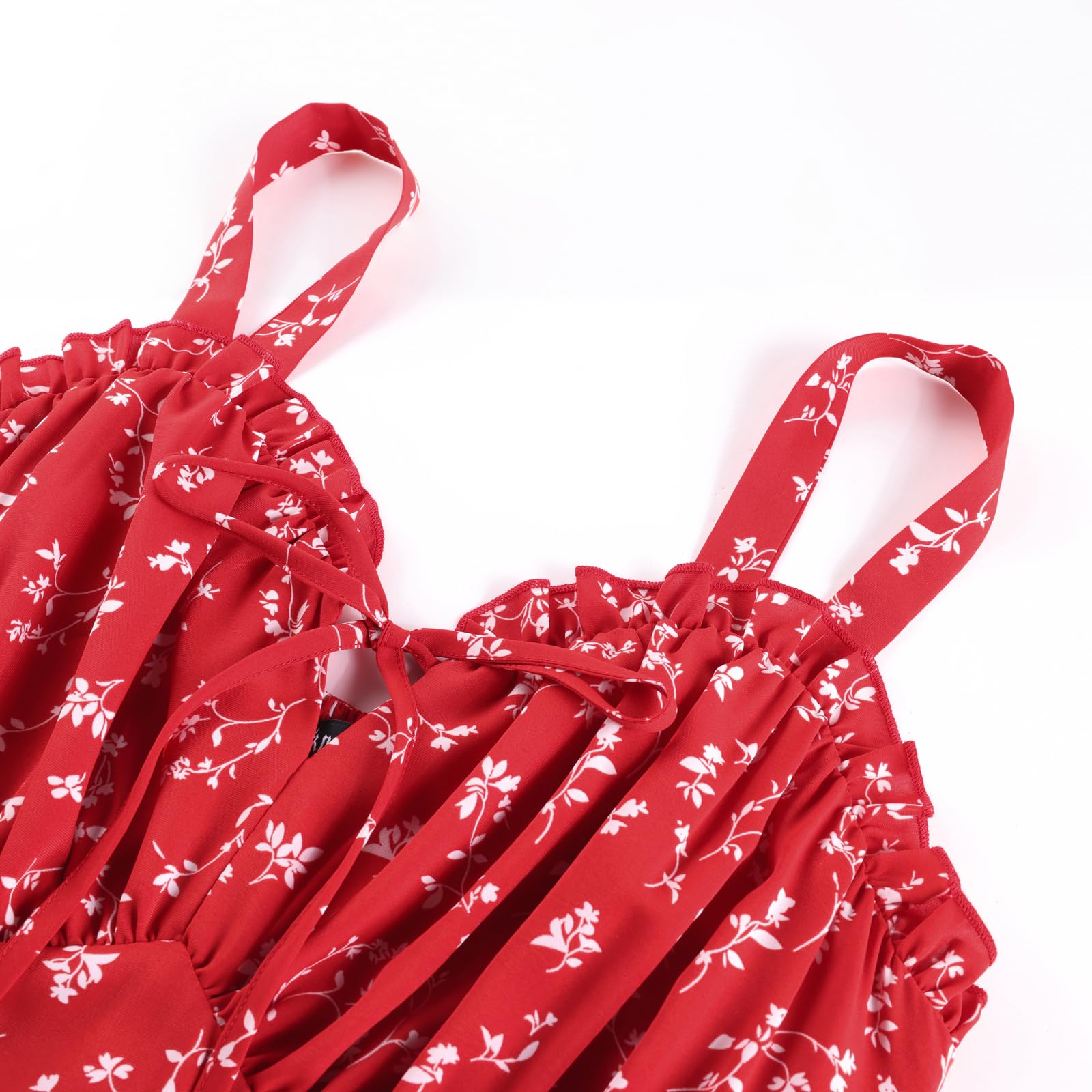 SCARLET DARKNESS Damen Sommerkleid Ärmellos Blumendruck Chiffonkleid Spaghettiträger Strandkleid mit Taschen