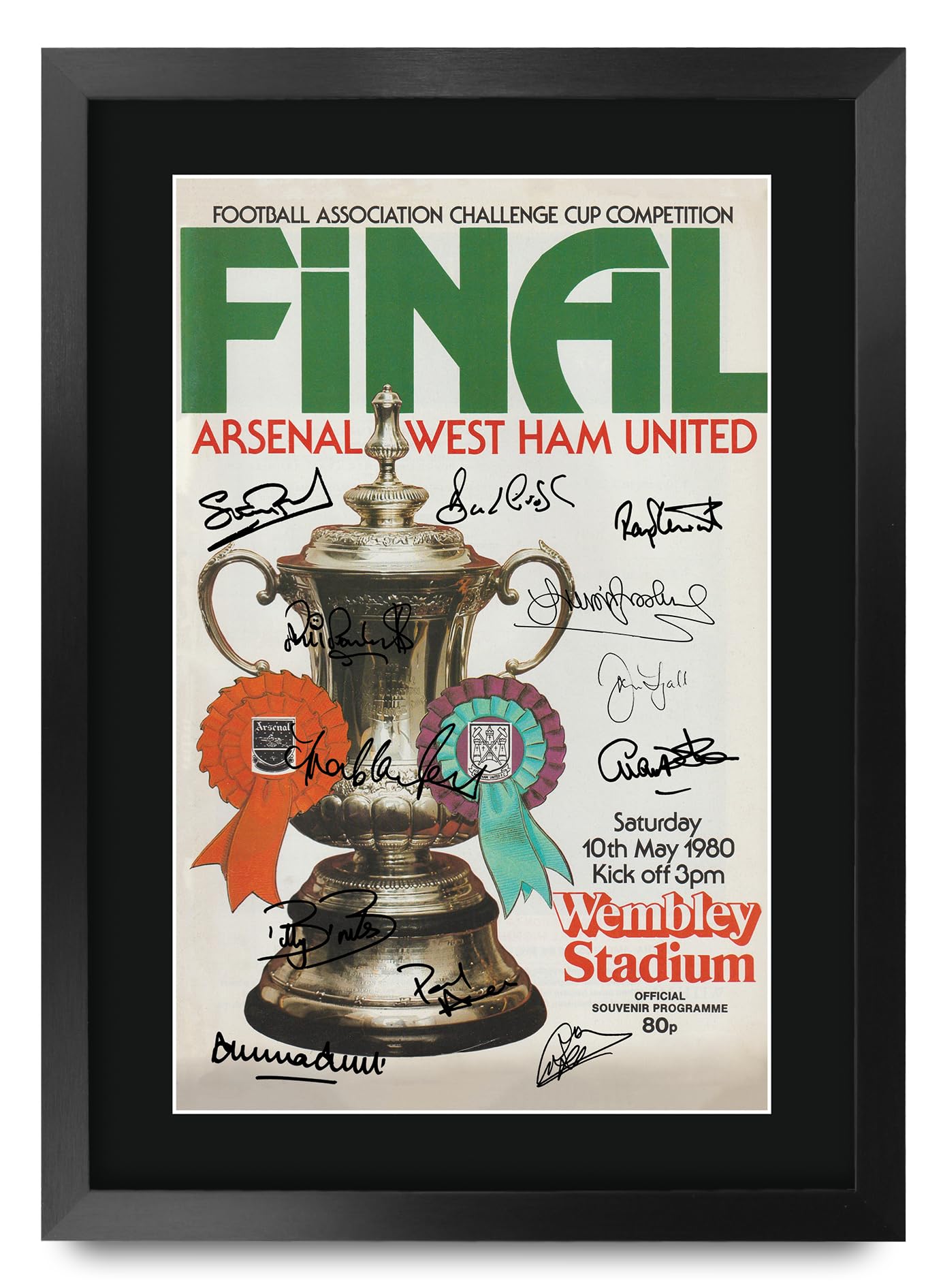 HWC Trading FR A3 The Hammers FA Cup 1980 Winners Programme Printed Memorabilia Signed Autograph Poster for Football Fans and Supporters