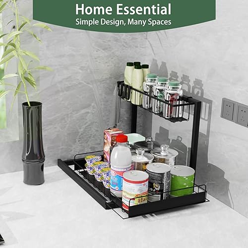 Miniatura 7 de Terfik - Organizadores y almacenamiento para debajo del fregadero, organizador de armario extraíble con cajón deslizante, organizador multiusos
