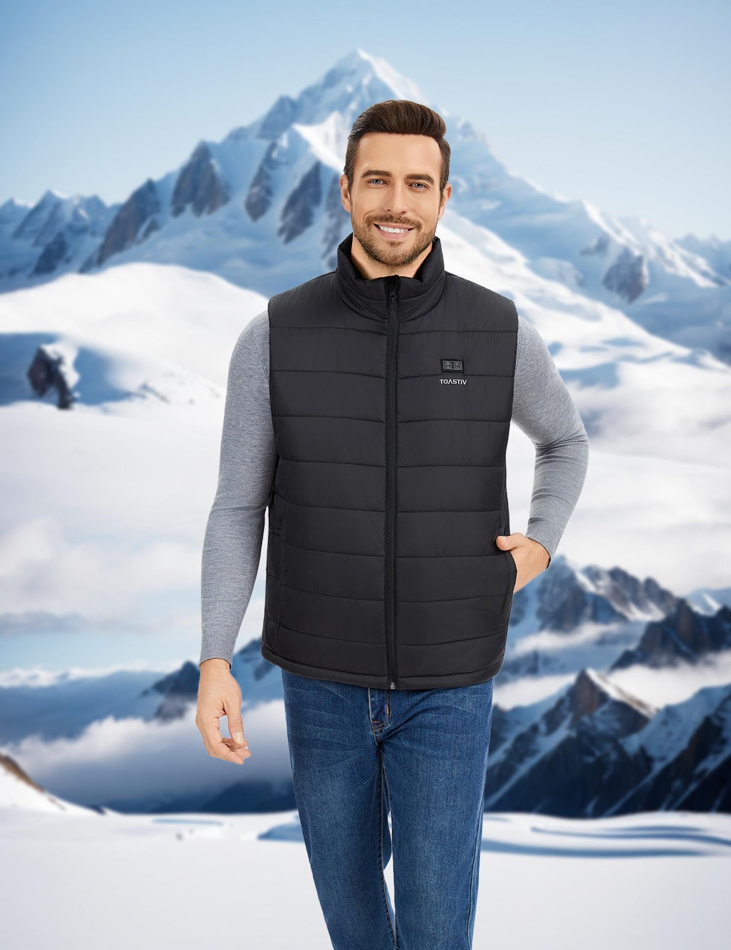 Gilet Chauffant Homme avec Batterie Externe 18400mAh 7.4V, Gilet Chauffant Lavable, Veste Chauffante pour Hiver，Jusqu’à 11h de Chaleur