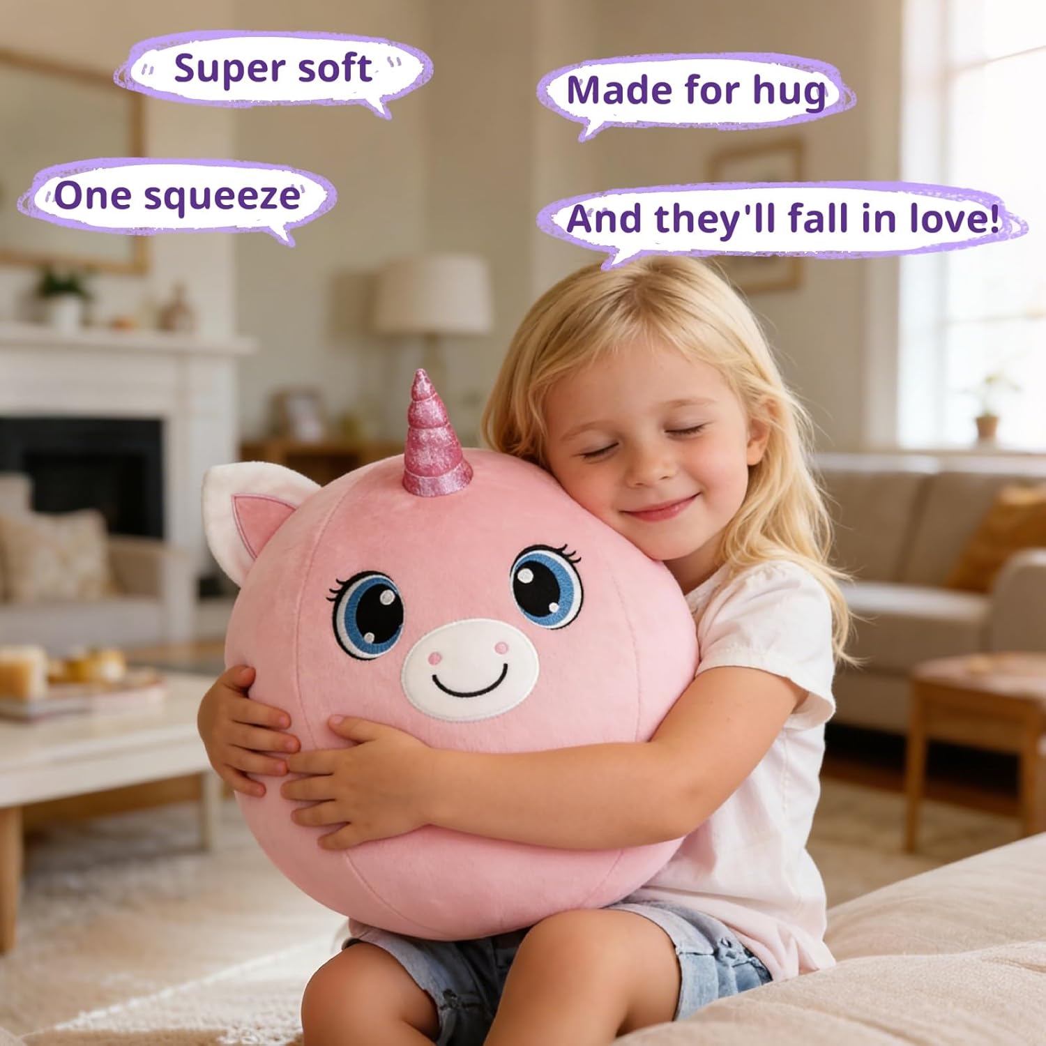 Bouncy Balls for Kids, 23in/58cm Bouncy Unicorn Inflatable Ride on Bouncy Animals Toys for Toddlers, Gifts for Kids Indoor Outdoor, Kids Toys Support Up to 176 Pounds