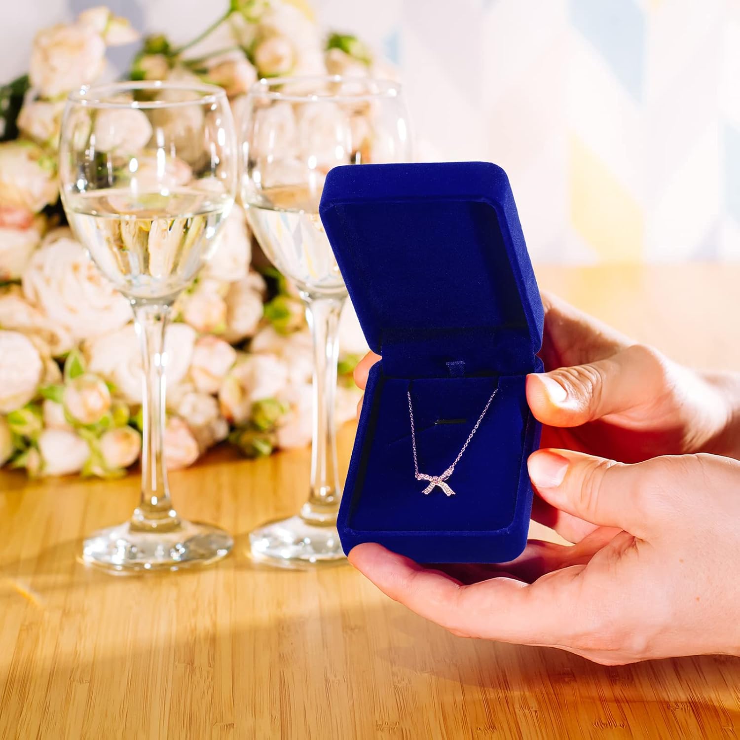 24 Pcs Necklace Pendant Box Velvet Jewelry Storage Display Case Ring Earring Pendant Jewelry Boxes Pearl Necklace Holder Gift Boxes for Christmas Wedding Engagement Birthday Anniversary(Royal Blue) - Image 7