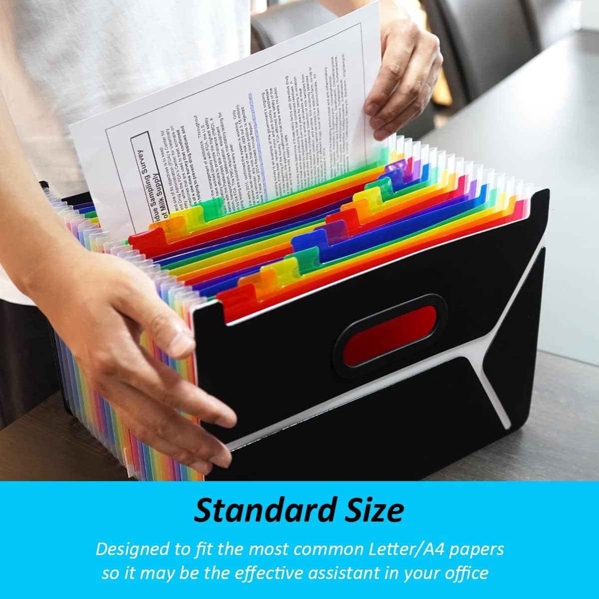 H4D 24 Pockets Expanding File Folder, Expandable Accordian File Organizer, Acordian File Keeper Accordian Folder Organizer, Expandable Filing Box Accordion Binder for A4 Letter Size Paper Documents