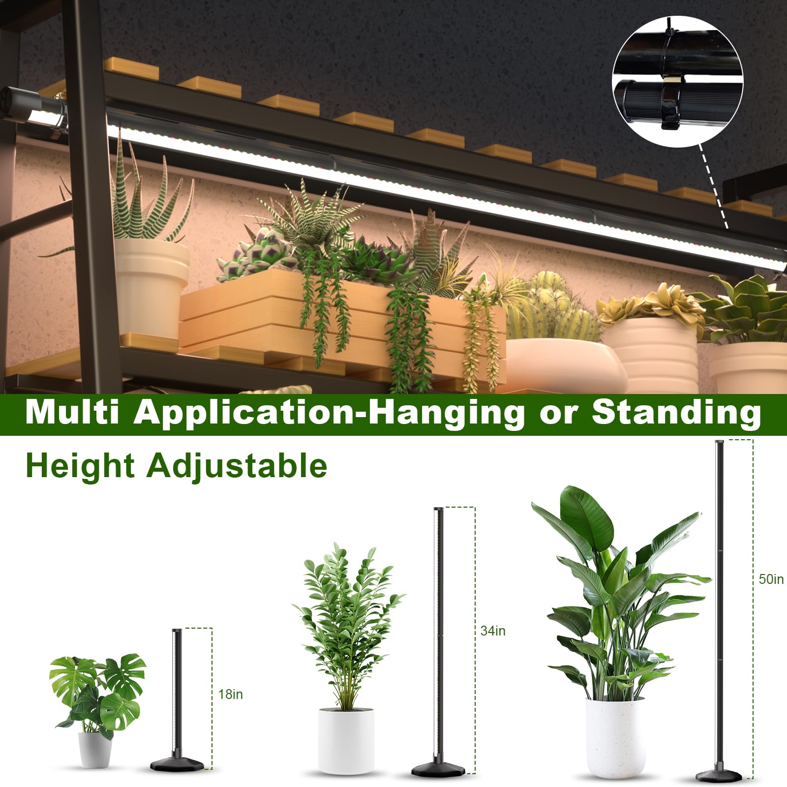 bedee Lampada a LED Piante D'appartamento: Luce Per Piante a Spettro Completo da 6000K per la Germinazione con Timer E Lampada Regolabile Su 10 Livelli Per Serra Con Accessori Per Appenderla