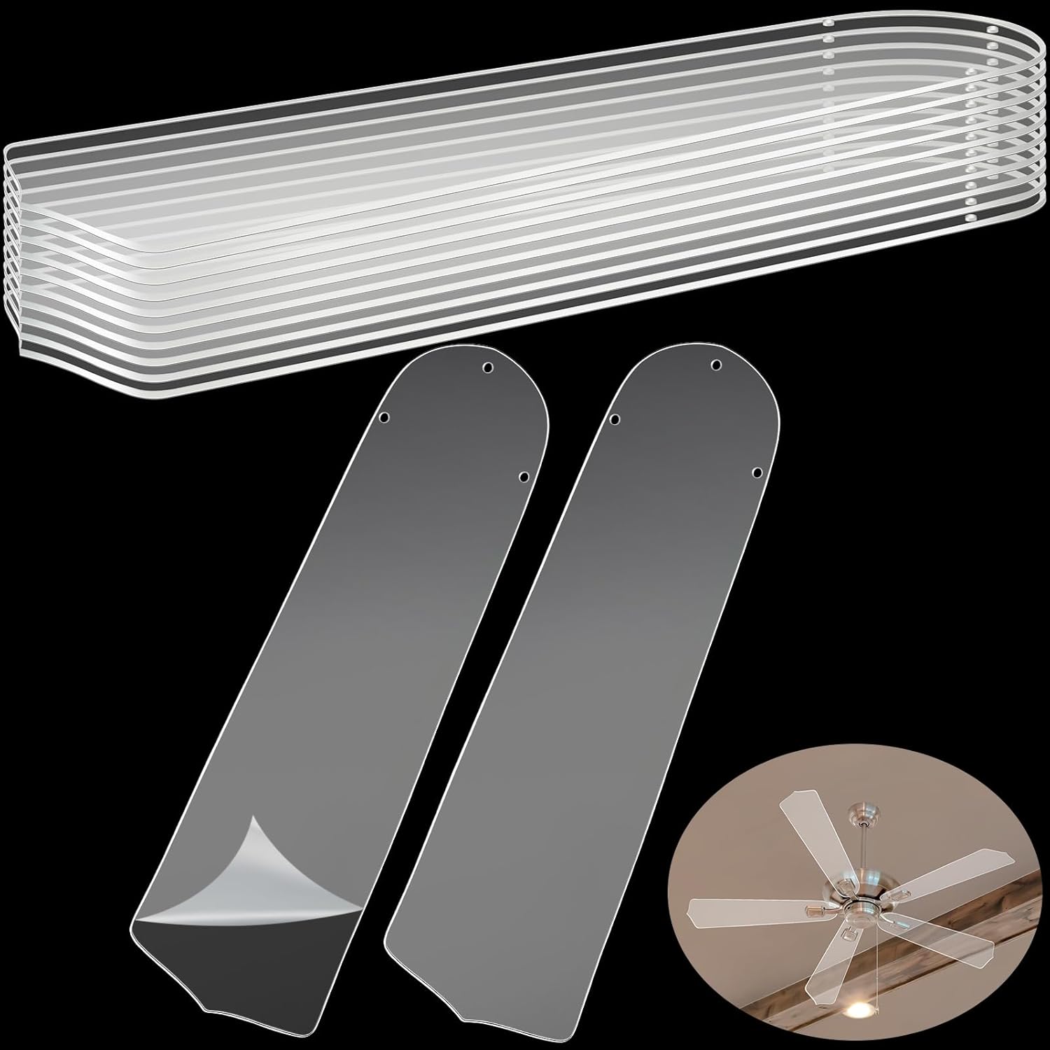 Scratched 10 Pcs 16-1/2'' Ceiling Fan Blades for 42\" Clear Acrylic Ceiling Fan Blades Replacement Universal Fan Blades Substitution for Indoor Outdoor Broken Blades Use