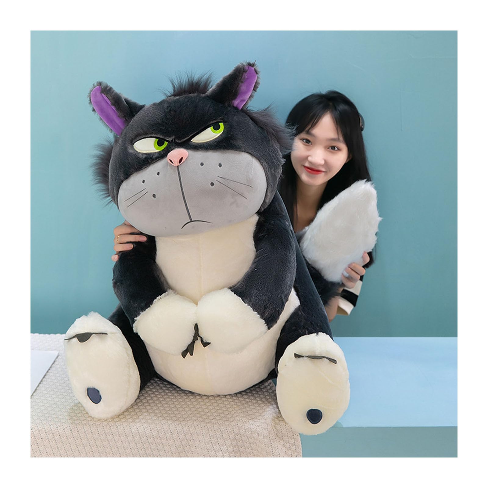 ARMAAN 30–80 cm große Luzifer-Katze, weiches, kuscheliges Plüschtier für Kinder und Teenager, waschbare Begleiterpuppe, Plüschtiere für Jungen und Mädchen als Geburtstags-, Weihnachts,Grey-80cm