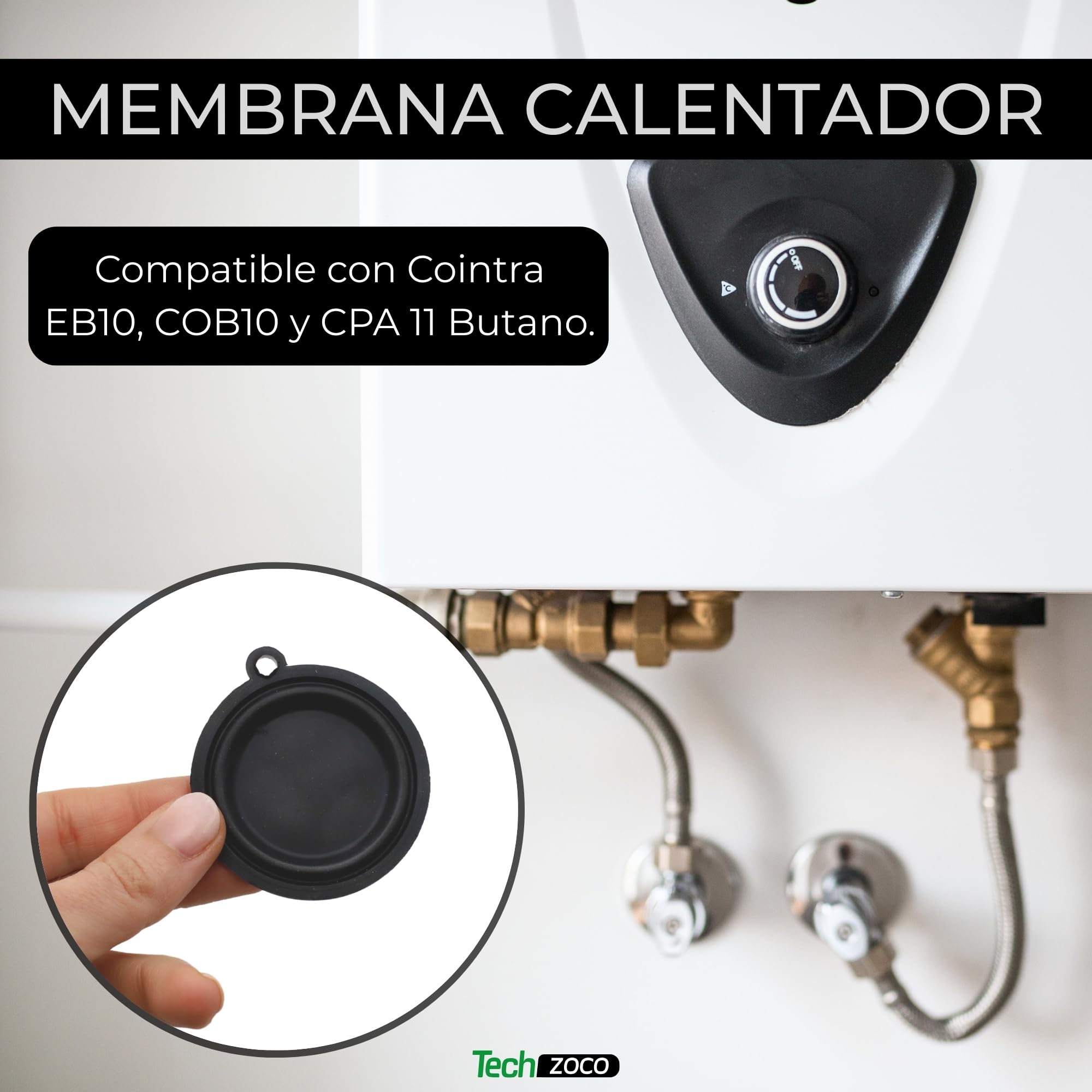 CHEFZOCO Membrana Calentador de Agua, Membrana Calentador de Gas, Código original: 398C0220, Diámetro 54 mm, 1 Agujero, Compatible con Cointra EB10, COB10, CPA 11 BUTANO