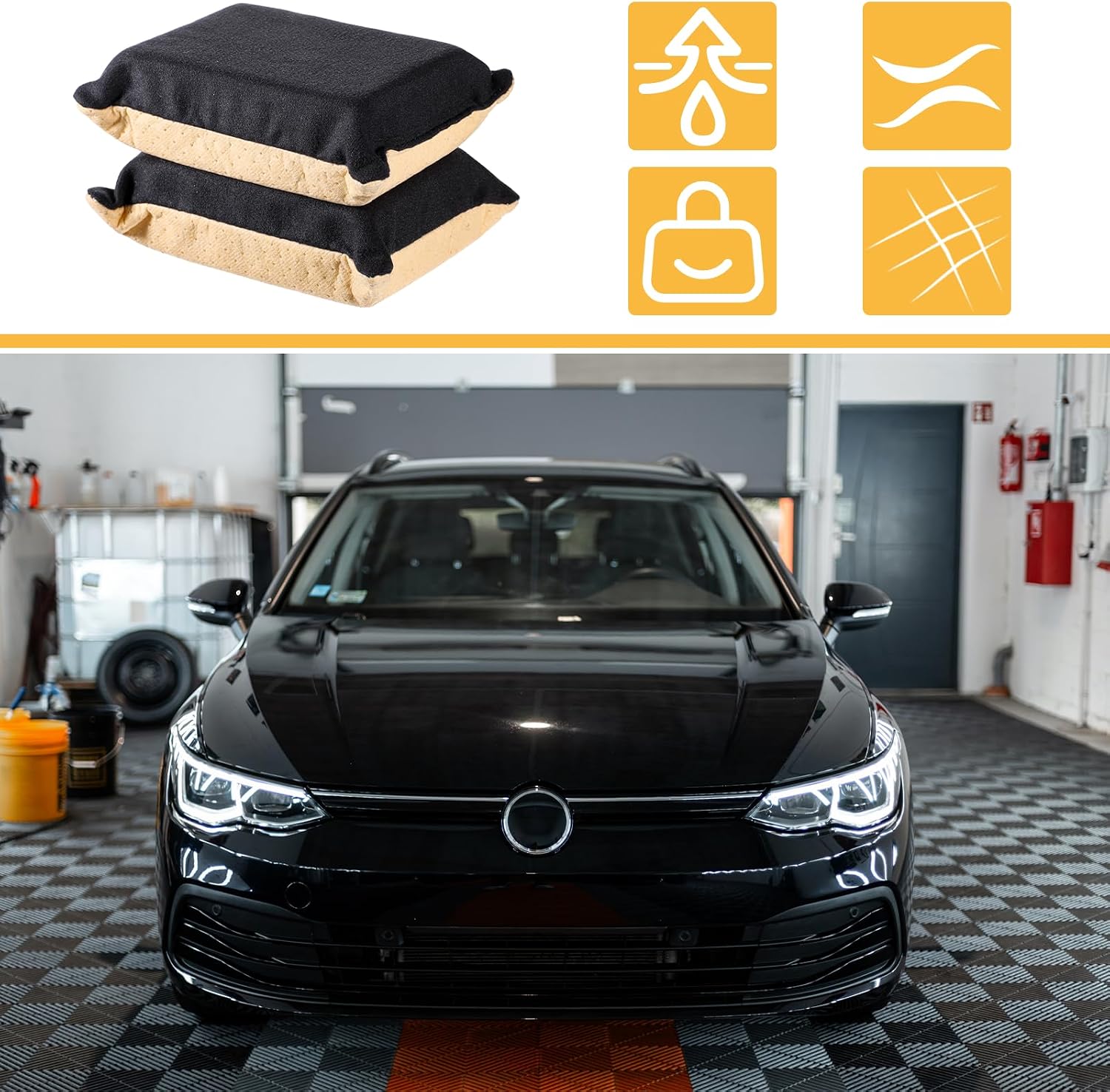 2 Pcs Fog Sponge, Car Window Defogger Sponge Absorbent Windshield Cleaner for Auto Glass Fog and Steam Removal Non-Scratch Cleaning Sponges
