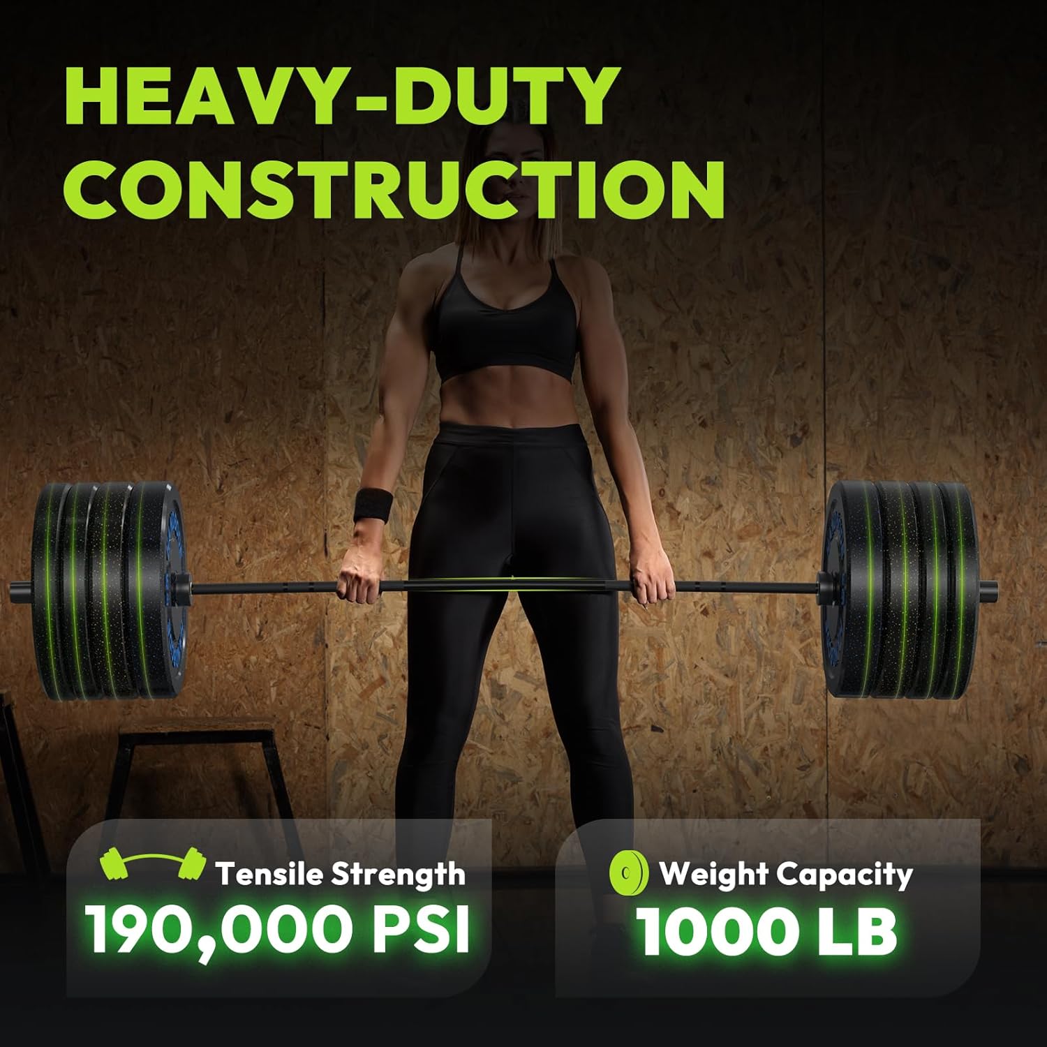 HANDBODE Olympic Barbell 6.5ft/7ft, 2 Inch Straight Womens Bars, 35lb/45lb Weight Bar for Strength Training, Hip Thrust, Bench Press, 1000 lb/1500 lb High-Capacity