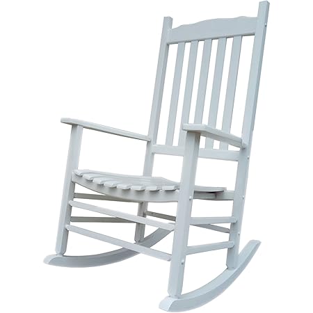 Rocking Rocker - A001WT White Porch Rocker/Rocking Chair - Easy to Assemble - Comfortable Size - Outdoor or Indoor Use