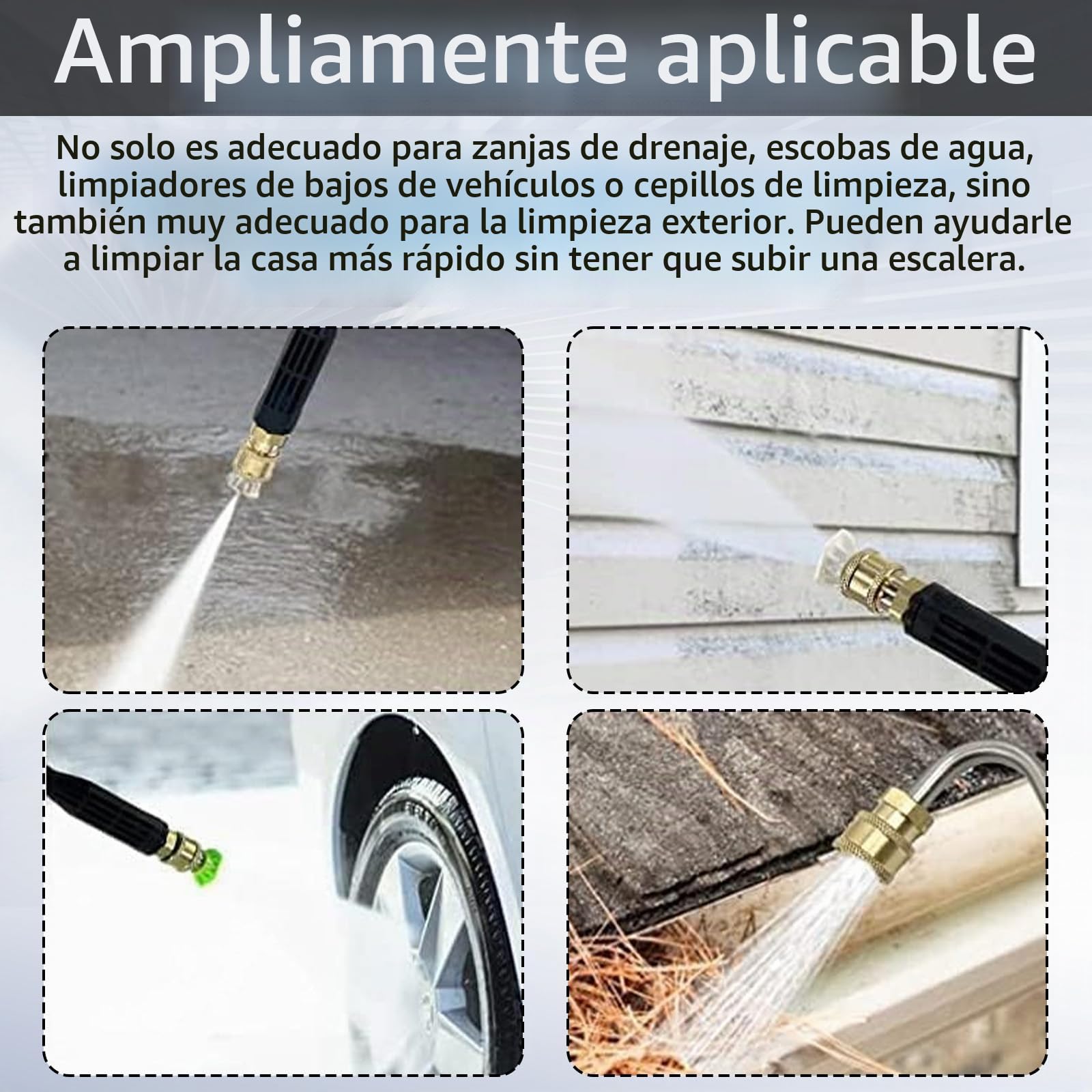 Hidrolavadora Extensión para Kärcher, Kit de 10 Tubos de Extensión Accesorio para Hidrolavadora de 4000 psi con 5 Boquillas de Alta Presión de Conexión Rápida de 1/4