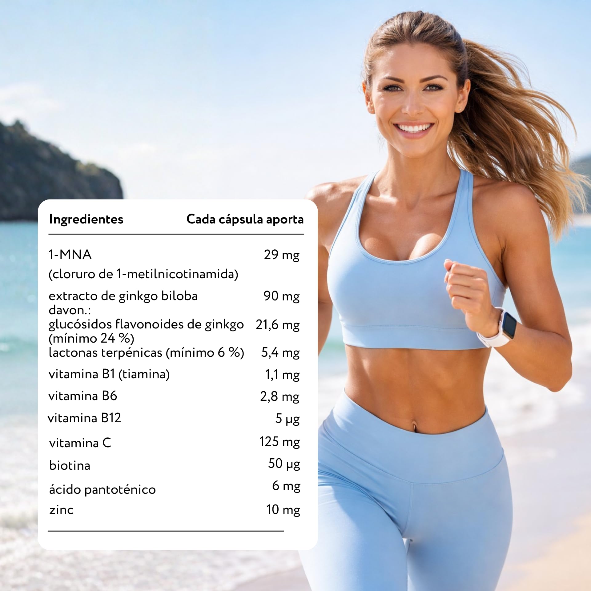1-MNA Brain, Suplemento Antiedad, Optimiza NAD+ con Ginkgo Biloba, Zinc, Biotina, Vitaminas C, B1, B5, B6, B12, Biohacking, Salud Celular, Memoria, Enfoque, 30 Cápsulas
