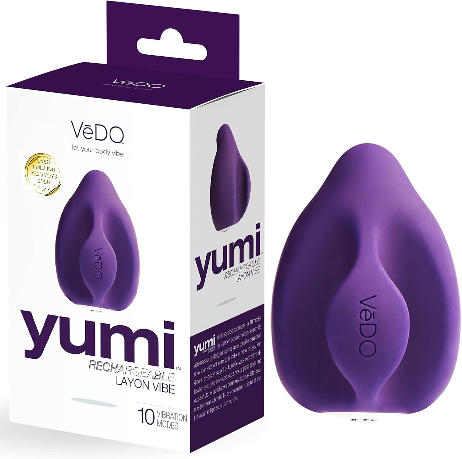 VeDO YUMI Clitoral Vibrator, Rechargeable Lay-On Adult Sex Toy for Women, Waterproof Finger Vibe, Easy Grip Handle (Purple)