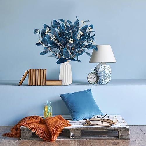 Miniatura 7 de Dolicer 6 piezas de hojas de eucalipto artificiales de 20 pulgadas, tallos de hojas de eucalipto, ramas de eucalipto a granel, ramas de vegetación