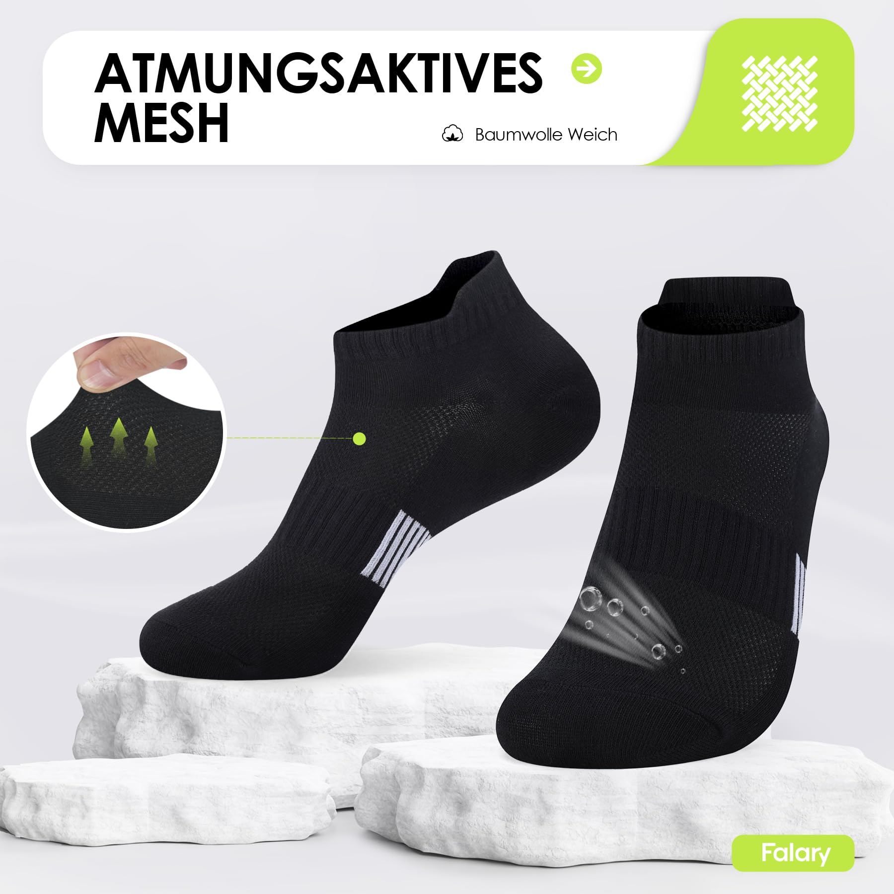 FALARY Calzini sportivi Calzini da ginnastica Uomo e donna 8 paia Calzini da corsa Calzini in cotone traspiranteCalzini alla caviglia Calzini lunghi Taglia 35-50 Nero Bianco