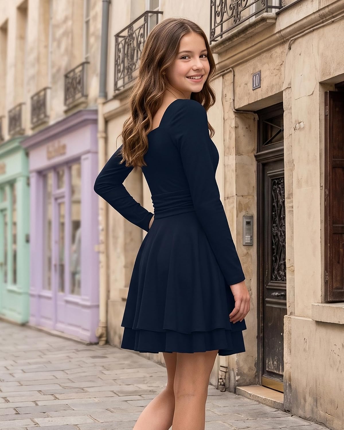 Tween Girls Long Sleeve Dress Kid Dresses 7-16 Years