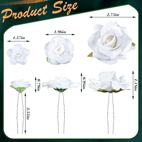 Miniatura 3 de BBTO 12 pinzas para el cabello de rosas, accesorios mexicanos para bailarinas de flamenco, mujeres, flores mexicanas, clips de flores para novia,