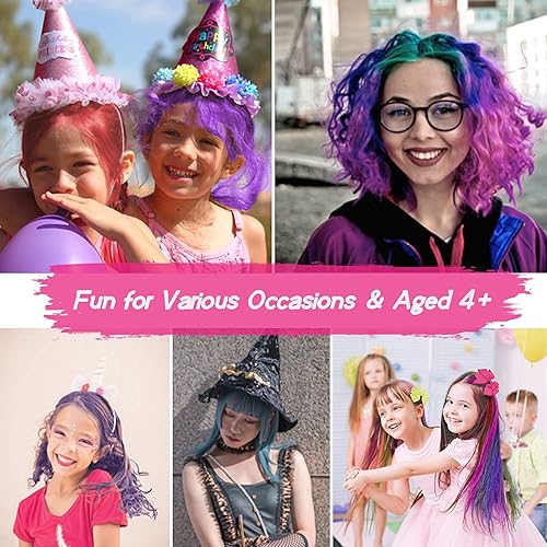 Miniatura 6 de Tiza para el cabello para niños, 8 colores, no pegajoso, lavable, tinte para el cabello para niños, tiza para el cabello para niñas con cabello