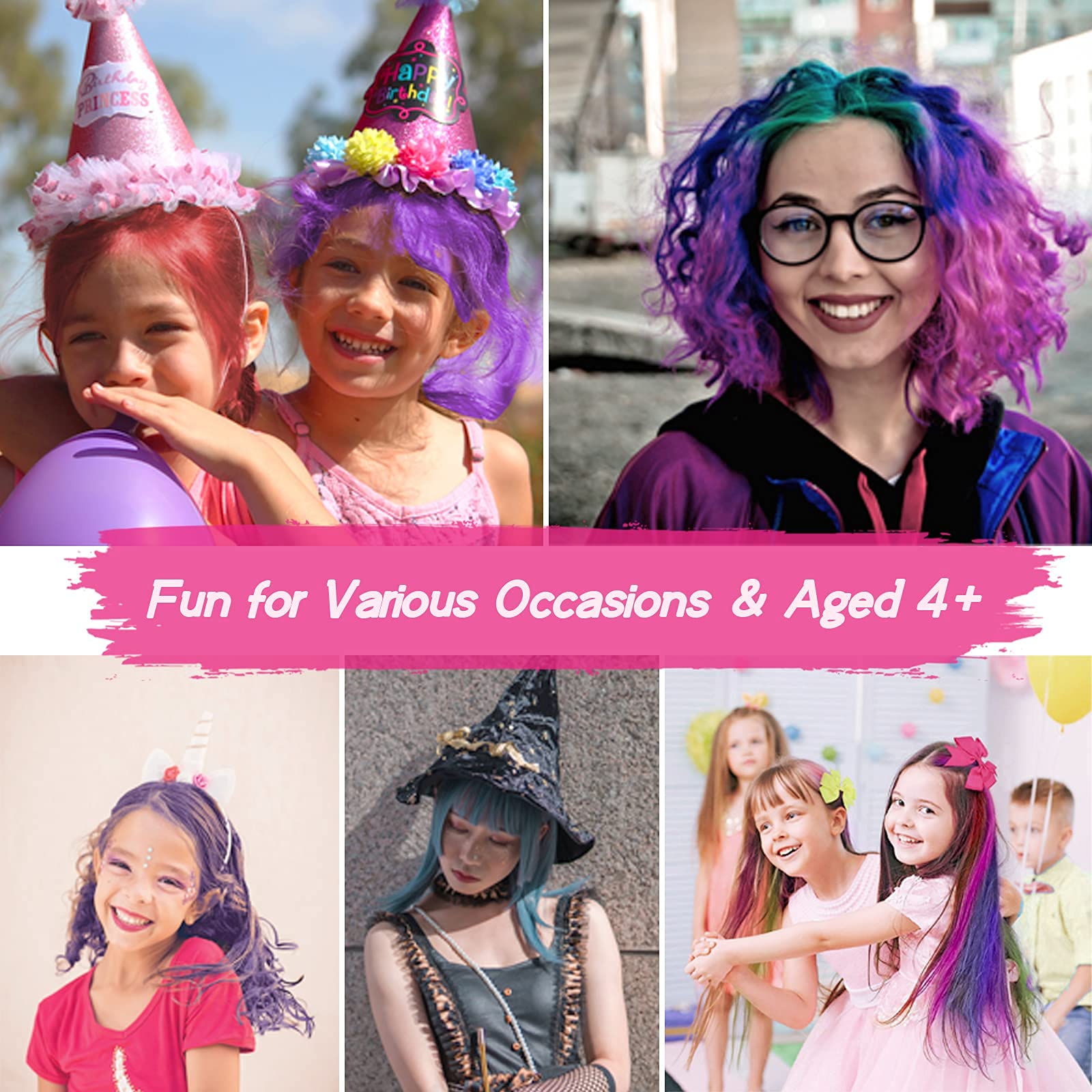 Hair Chalk for Kids - 8 Farben Antihaft-Waschbare Haarfarbe für Kinder - Haarkreide für Mädchen mit dunklem Haar, blond - vibrierende temporäre Haarfarbe für Kinder - Waschen mit