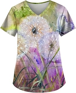 2023 Womens Scrubs Basic Work Summer Short Sleeve Scrub for Ladies Plus Size Loose Fitting Pocket Scrub