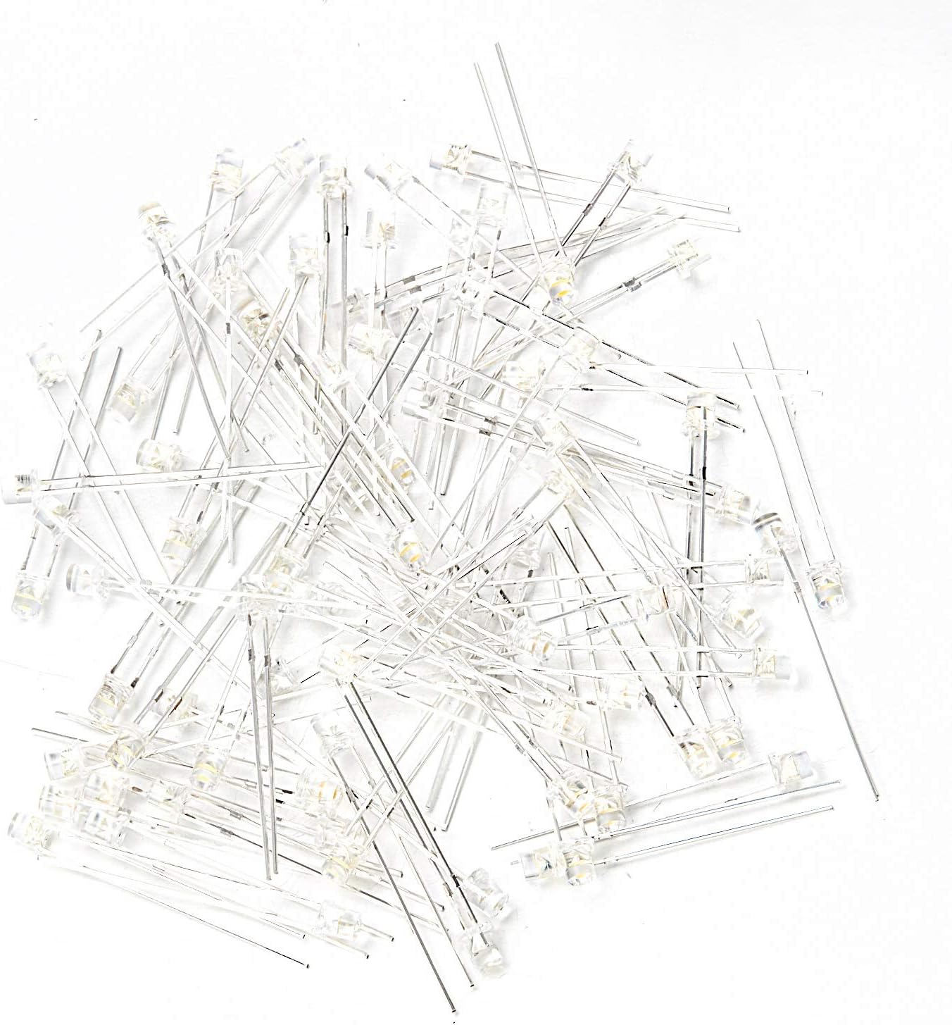 CHANZON 100 pcs 3mm Warm White LED Diode Lights (Clear Flat Transparent DC 3V 20mA) Bright Lighting Bulb Lamps Electronics Components Indicator Light Emitting Diodes