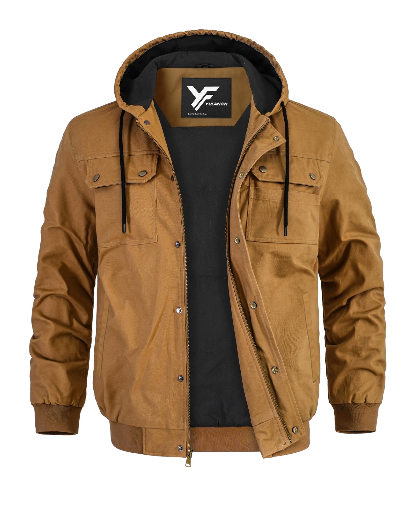 Yufawow Men Detroit Jacket Warm Fleeced Lined Heavy Duty for Cold Weather Outdoor Work Winter Casual Clothes