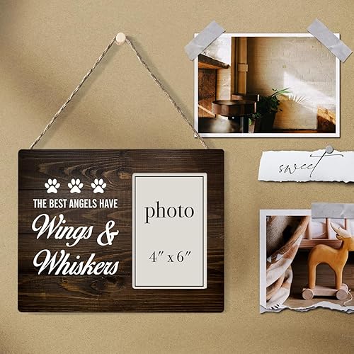 Miniatura 4 de Nurawo Regalos conmemorativos de gatos por pérdida de gato, regalo de condolencias por pérdida de gato, marco de fotos de madera para recuerdo de