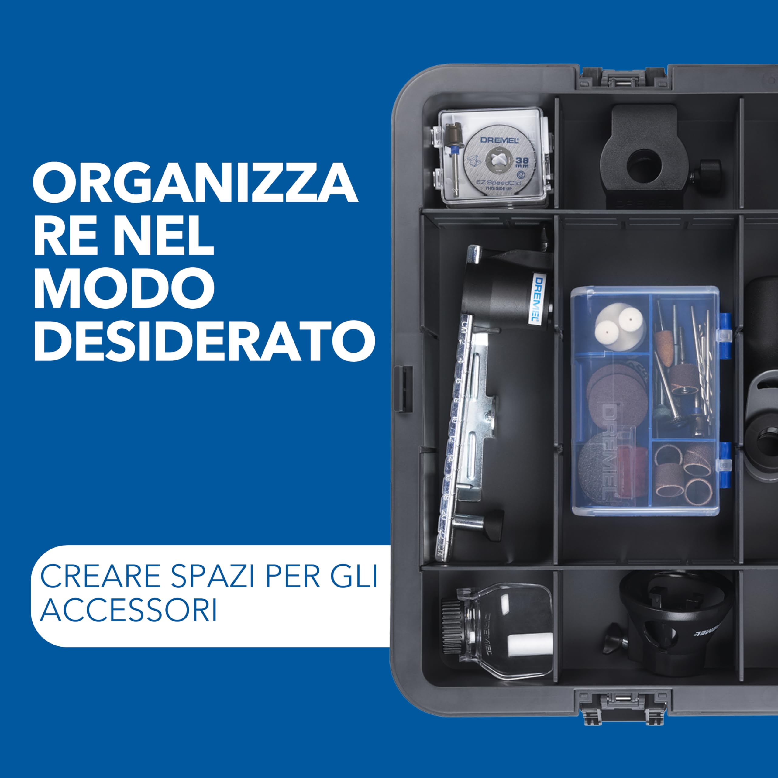 Dremel 8250 Multifunzione Rotativo Senza Fili 12V Brushless 5.000-30.000 giri/min con Dremel Box, 65 Accessori, 5 Accessori Aggiuntivi, 2 Batterie+Caricabatterie per Smerigliatura, Foratura, Fresatura