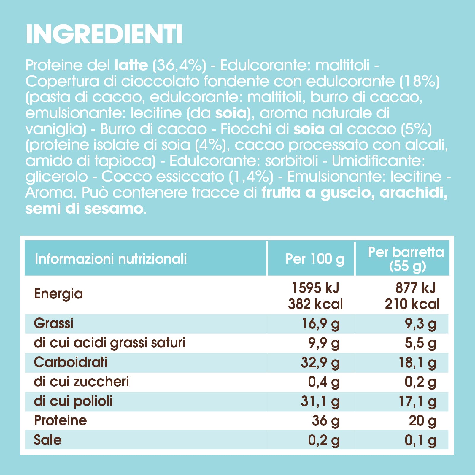 Enervit, The Protein Deal Coconut Party, Barrette Proteiche, Gusto Cocco e Cioccolato Fondente, 20g di Proteine, 0,2g di Zuccheri, Snack Goloso, Senza Glutine, 12 Barrette da 55g