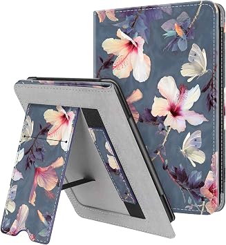 Fintie Stand Case for 6" Kindle Paperwhite 10th Gen 2018, Blooming Hibiscus