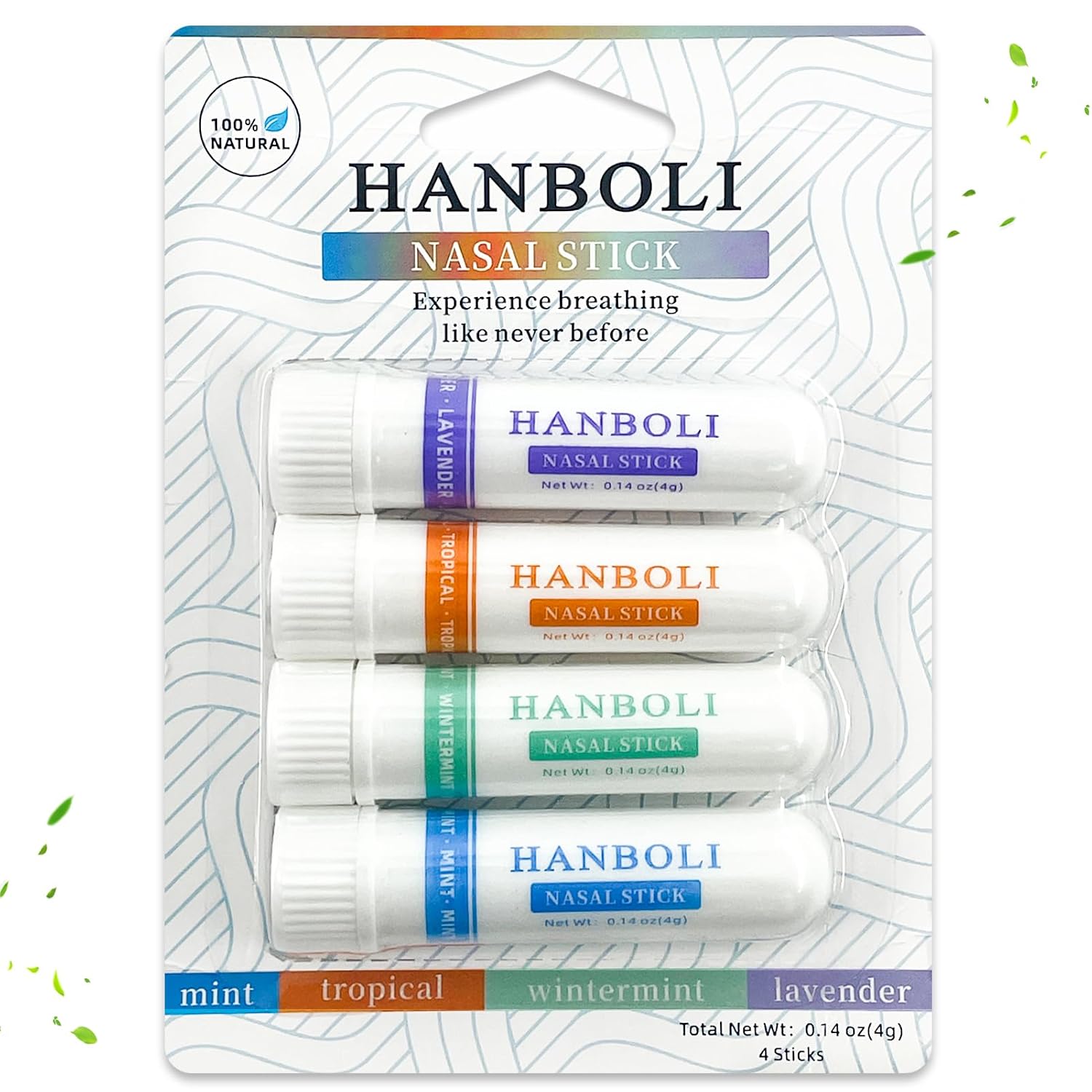 Pack of 4 Nasal Stick Mint Aromatherapy Nasal Inhaler Portable Nasal